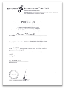 Irena Linasi - SZZ 2004/2209 Zavarovalno zastopanje